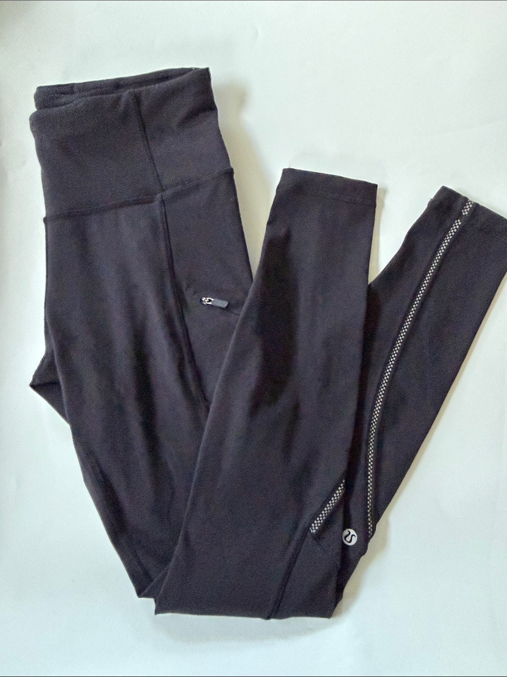 Lululemon Black High-Rise Run Leggings with Zipper Detail